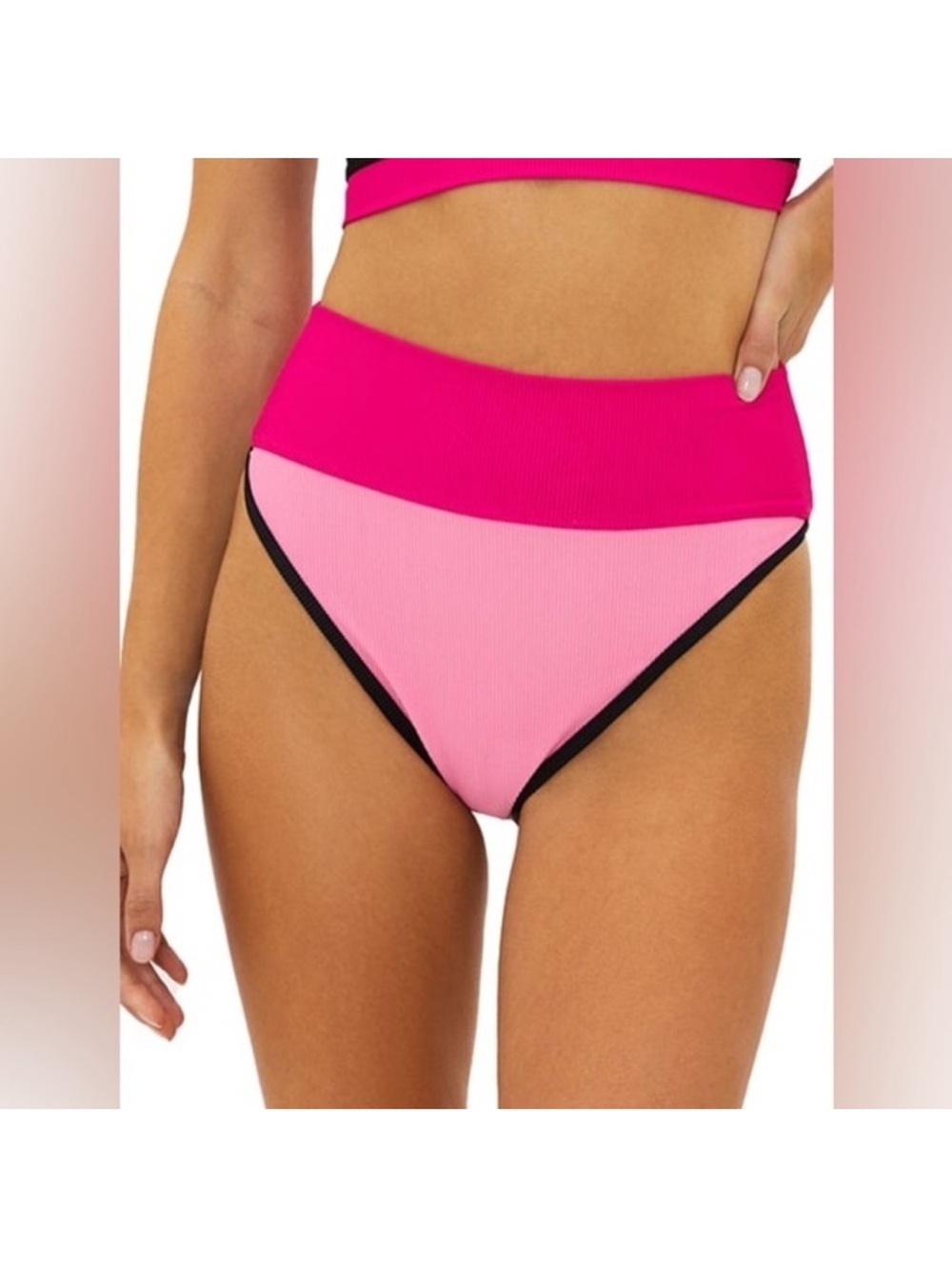 Beach Riot Emmy High-Waist Bikini Bottom Amour Colorblock Size XL
